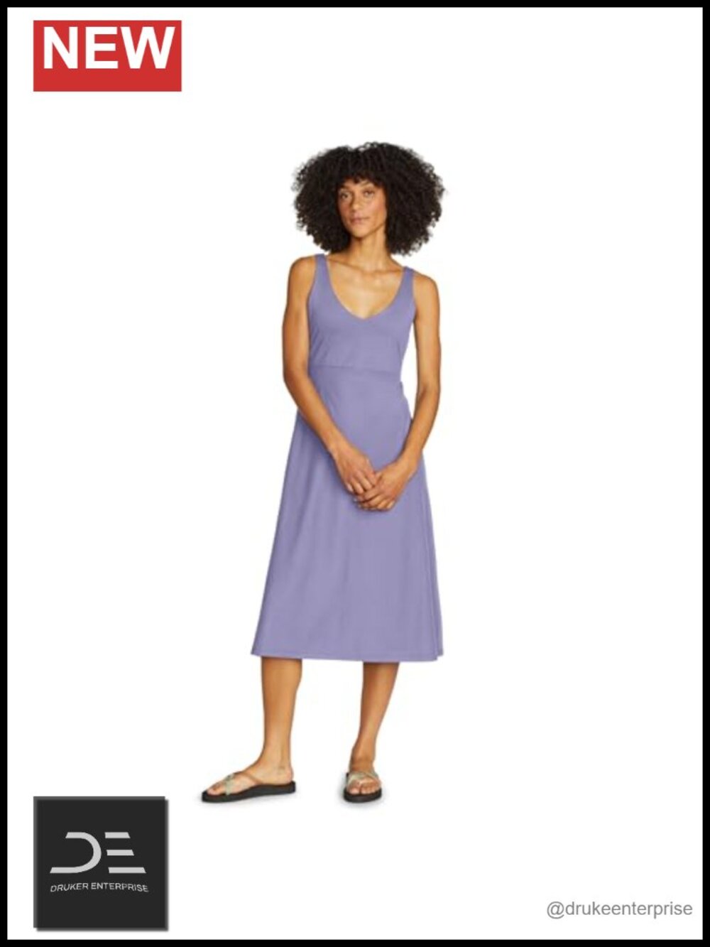 Women's Aster V-Neck Sleeveless Midi Dress Moisture Wicking UPF 50